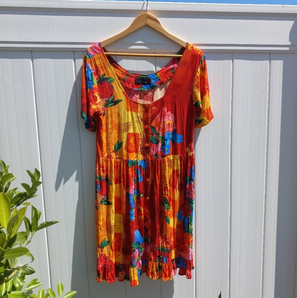 Jams World Dresses Jams World Vintage Bright Floral Square Neck